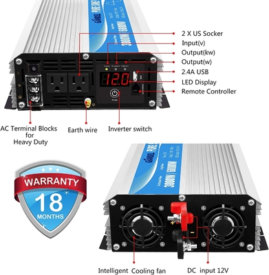 inversor de corriente puro DC12V de la onda sinusoidal 3000W a AC120V con teledirigido