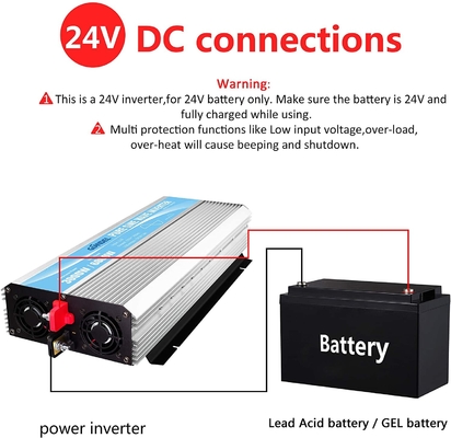 Inversor solar híbrido 3000W MSDS UN38.3 de la onda sinusoidal pura de DC24V