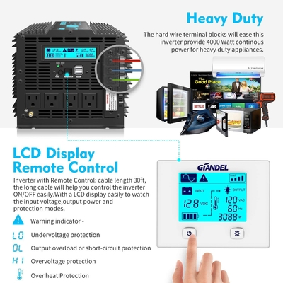 Inversor de corriente puro resistente solar híbrido de la onda sinusoidal de Giandel 4000W del inversor de DC24V