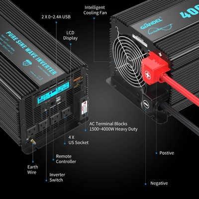 Inversor de corriente puro resistente solar híbrido de la onda sinusoidal de Giandel 4000W del inversor de DC24V